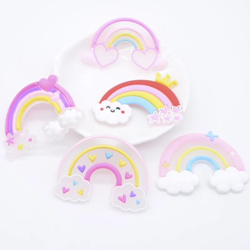 10 шт. кавайные радужные аксессуары из смолы с плоской задней стороной 
10 шт. кавайные радужные аксессуары из смолы с плоской задней стороной