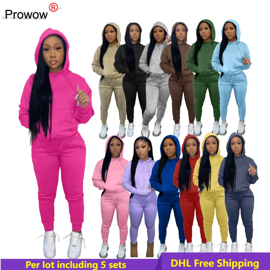 PROWOW Women Jogger Suits Fleece Tracksuit Fall Winter Sweatsuits Solid Hooded Hoodie Sweatpants Two Piece Set wholesale DHL5956
PROWOW Women Jogger Suits Fleece Tracksuit Fall Winter Sweatsuits Solid Hooded Hoodie Sweatpants Two Piece Set wholesale DHL5956
