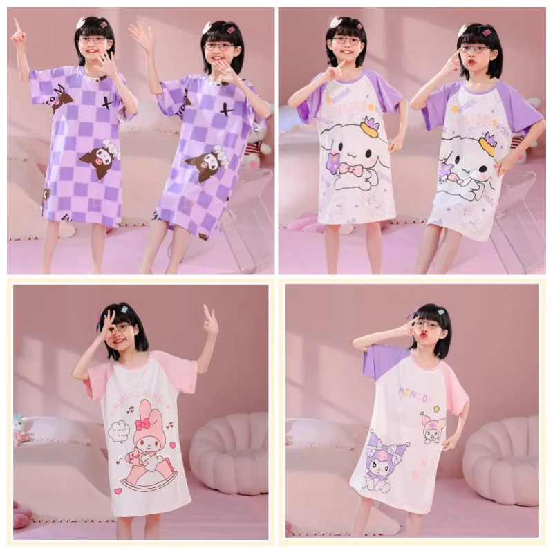 Женское летнее платье Sanrio, классическое аниме платье Kuromi, мультяшное милое детское ночное платье с коротким рукавом My Melody, одежда для отдыха
Женское летнее платье Sanrio, классическое аниме платье Kuromi, мультяшное милое детское ночное платье с коротким рукавом My Melody, одежда для отдыха