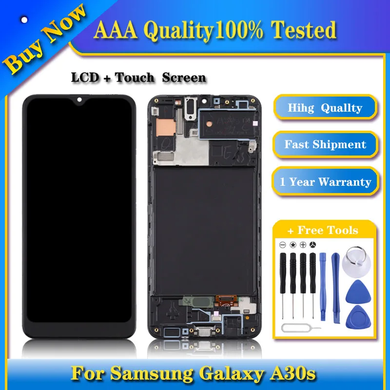 

100% Tested TFT LCD Screen for Samsung Galaxy A30s Digitizer Full Assembly with Frame (Black)