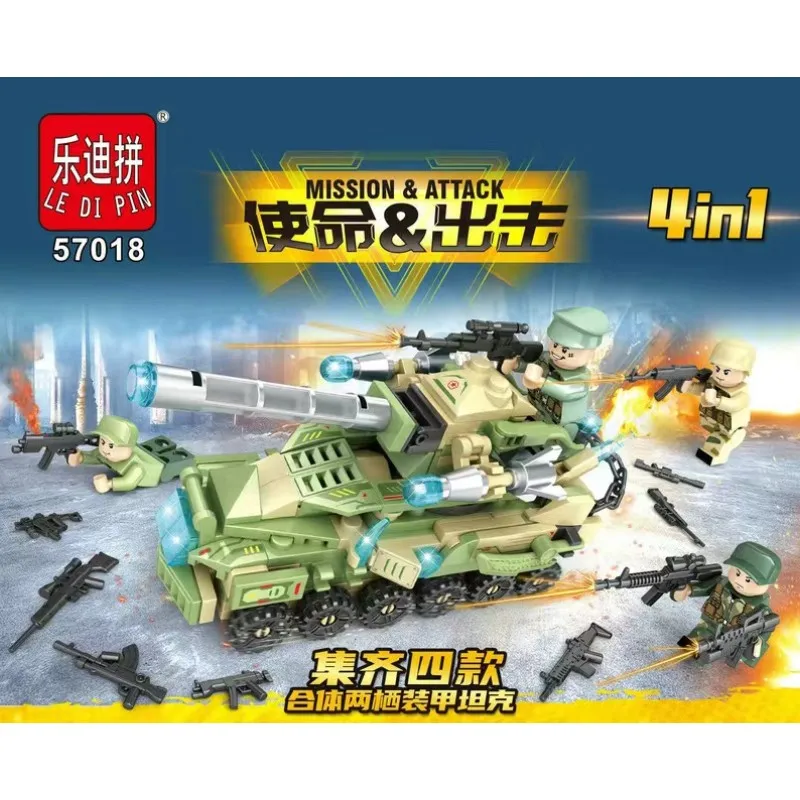 Military series amphibious armored tank model 4 in 1 assembled educational building blocks toy gift
Military series amphibious armored tank model 4 in 1 assembled educational building blocks toy gift