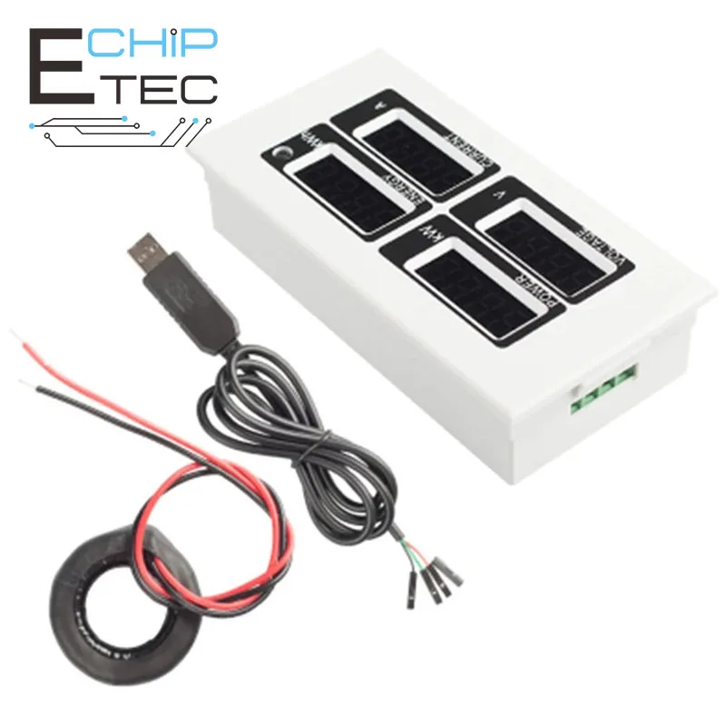 PZEM-004 AC Digital Voltmeter TTL 220V 100A LED Watt KWh Electricity Meter with Coil/Split CT USB Cable
PZEM-004 AC Digital Voltmeter TTL 220V 100A LED Watt KWh Electricity Meter with Coil/Split CT USB Cable