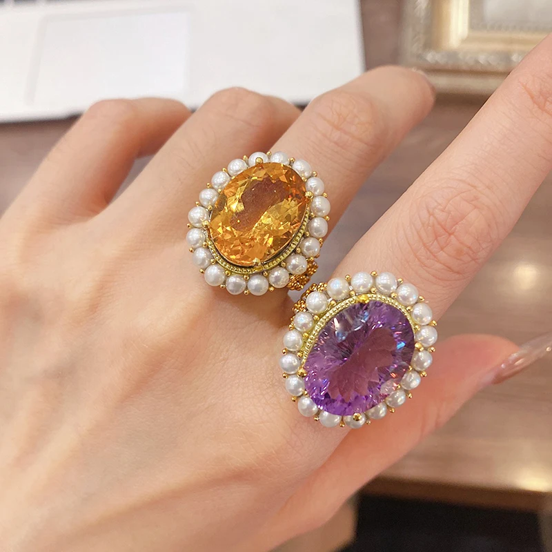 sterling silver 925 amethyst engagement rings for women court style sparkling citrine pearl exaggerated luxury jewelry
sterling silver 925 amethyst engagement rings for women court style sparkling citrine pearl exaggerated luxury jewelry