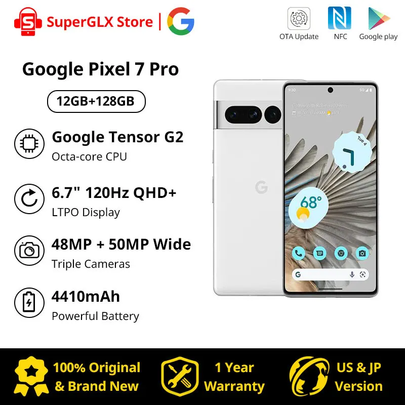 

New Google Pixel 7 Pro 5G Smartphone 12GB RAM 128GB/256GB ROM 6.7" NFC Octa Core Android 13 IP68 dust/water resistant Phone