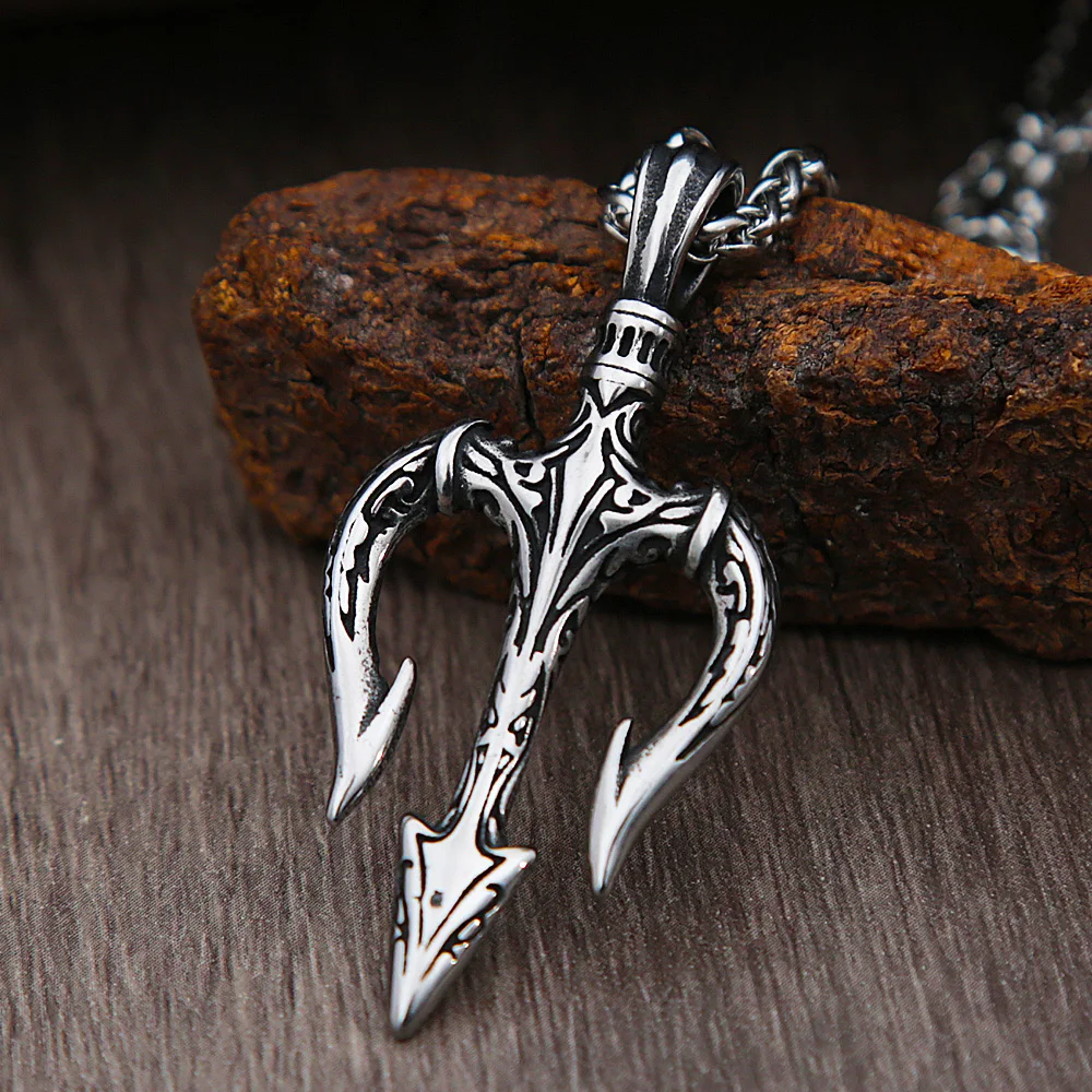 Vintage Greek Mythology Poseidon Trident Necklace For Men Fashion Punk Trident Biker Pendant Necklace Amulet Jewelry Gift
Vintage Greek Mythology Poseidon Trident Necklace For Men Fashion Punk Trident Biker Pendant Necklace Amulet Jewelry Gift