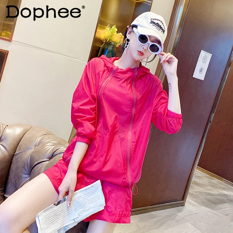 Casual Sports Shorts Suit Women's Summer Two Piece Set 2022 New Loose Breathable Sun Protection Clothing Coat + Short Running
Casual Sports Shorts Suit Women's Summer Two Piece Set 2022 New Loose Breathable Sun Protection Clothing Coat + Short Running