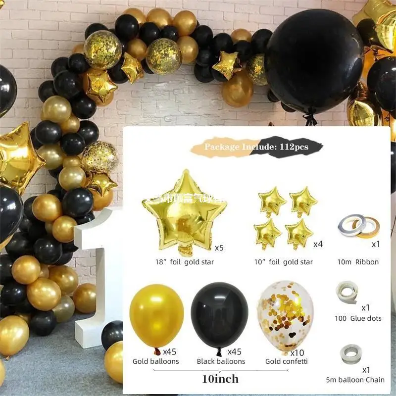 112pc Black Metallic Balloons Garland Gold Confetti Balloon Arch Birthday Party Decoration Kids Wedding Birthday Baby Shower
112pc Black Metallic Balloons Garland Gold Confetti Balloon Arch Birthday Party Decoration Kids Wedding Birthday Baby Shower