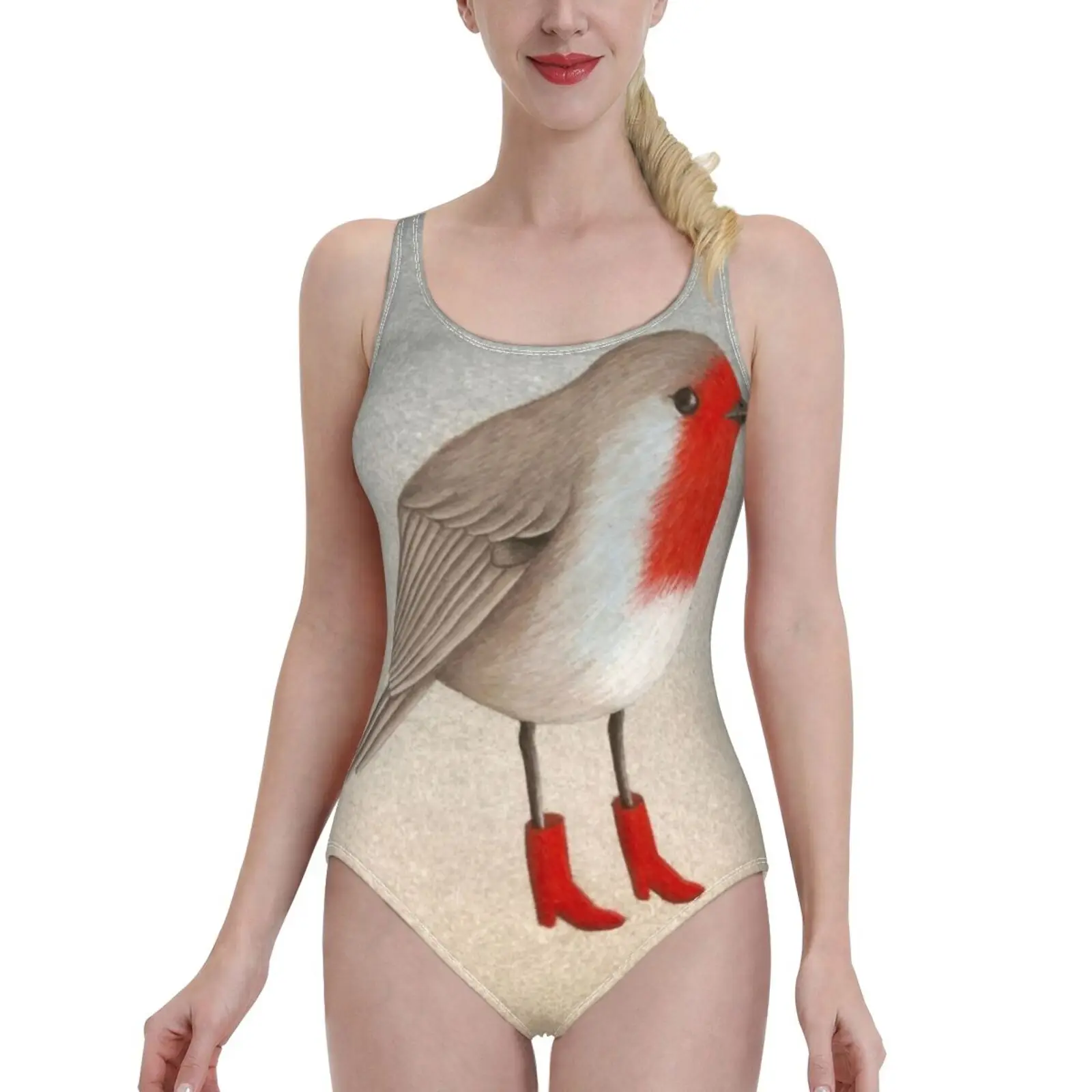 

Слитный купальник Robin, женский купальник, сексуальное классическое боди с открытой спиной, пляжная одежда для купания с животными, птицами