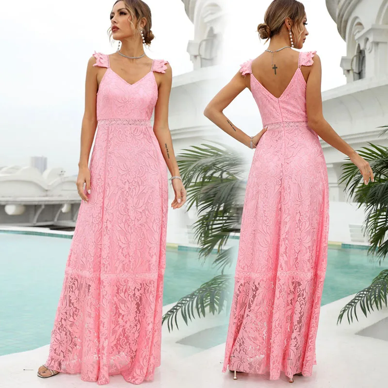 2022 Women Fashion Elegant Lace Long Dress Sexy Maxi Dress Temperament Foor Length Dress V-Neck Evening Party Wedding Dresses
2022 Women Fashion Elegant Lace Long Dress Sexy Maxi Dress Temperament Foor Length Dress V-Neck Evening Party Wedding Dresses