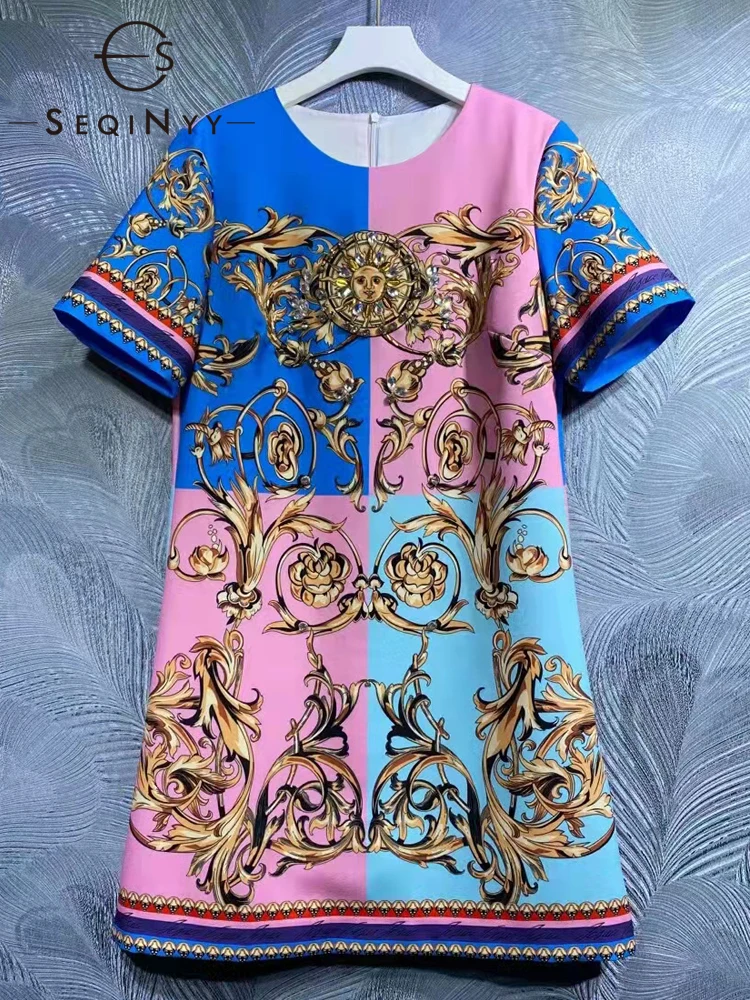 SEQINYY Vintage Mini Dress Summer Spring New Fashion Design Women Blue Pink Runway Plaid High Quality Beading Flowers Printi
SEQINYY Vintage Mini Dress Summer Spring New Fashion Design Women Blue Pink Runway Plaid High Quality Beading Flowers Printi
