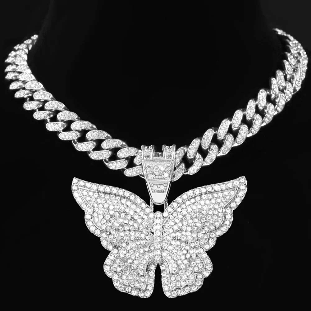 Men Women Hip Hop Iced Out Bling Butterfly Pendant Necklace with 13mm Width Cuban Chain HipHop Necklaces Fashion HipHop Jewelry
Men Women Hip Hop Iced Out Bling Butterfly Pendant Necklace with 13mm Width Cuban Chain HipHop Necklaces Fashion HipHop Jewelry