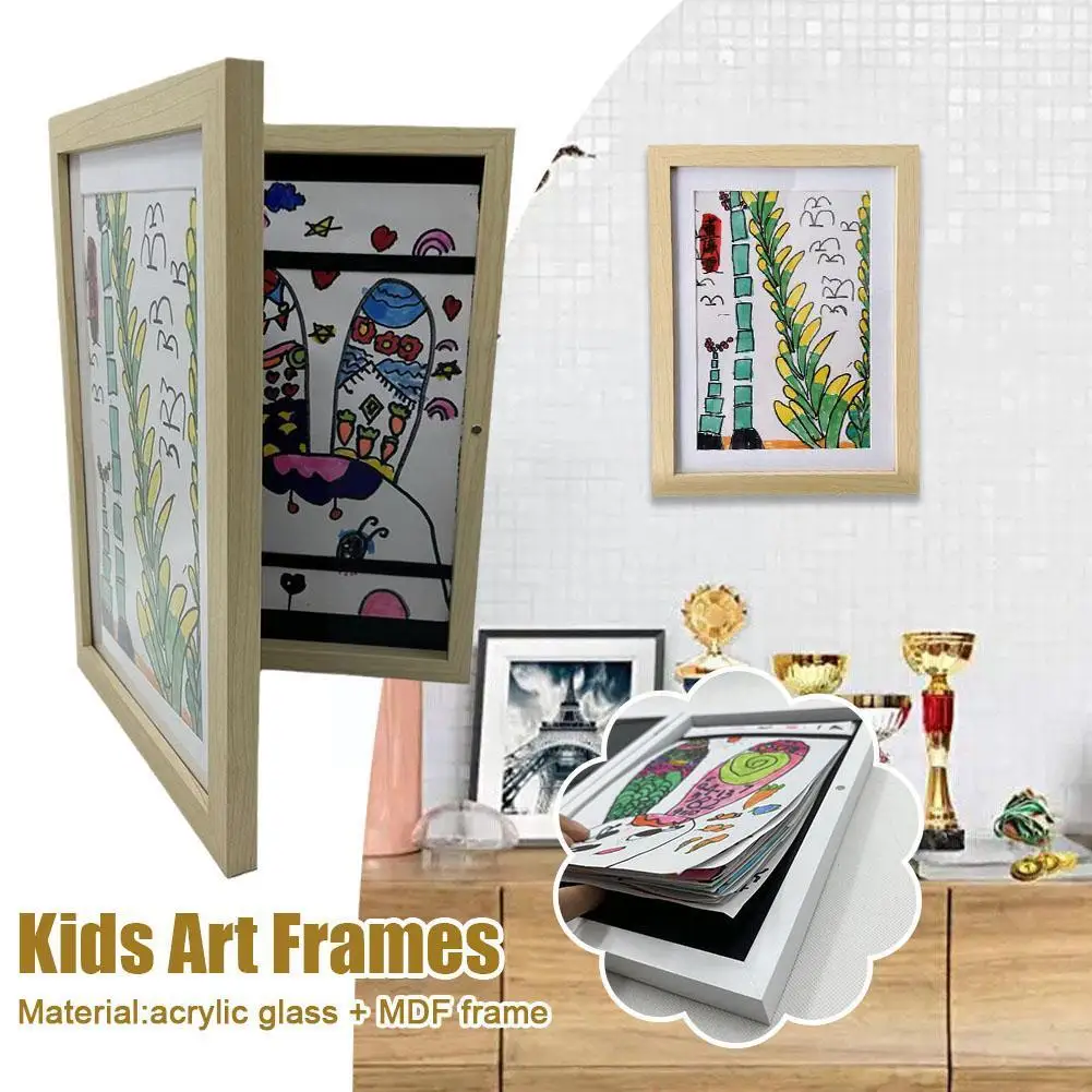 

Детская художественная рама, Детские художественные фоторамки, открывающиеся спереди для рисования, картины, дисплей для хранения картин, домашняя декорация Z1o1