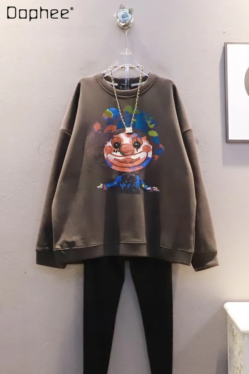 Trendy Cartoon Printed Round Neck Long Sleeve Pullover Hoodie for Ladies Autumn New Simple Loose Large Size Sweatershirt Top
Trendy Cartoon Printed Round Neck Long Sleeve Pullover Hoodie for Ladies Autumn New Simple Loose Large Size Sweatershirt Top