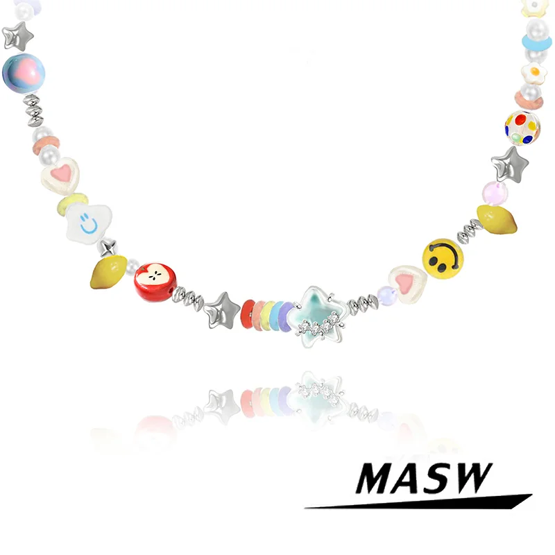 MASW Original Design Spring Summer Style Heart Star Resin Colorful Necklace For Girl Women Jewelry Party Gift Daily Wearing 
MASW Original Design Spring Summer Style Heart Star Resin Colorful Necklace For Girl Women Jewelry Party Gift Daily Wearing