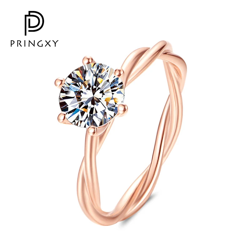 PRINGXY Classic 6 Prongs Diamond Ring Plated 18K Gold Pink Yellow Twist Ring For Women Cubic Zirconia Engagement Fine Jewelry
PRINGXY Classic 6 Prongs Diamond Ring Plated 18K Gold Pink Yellow Twist Ring For Women Cubic Zirconia Engagement Fine Jewelry