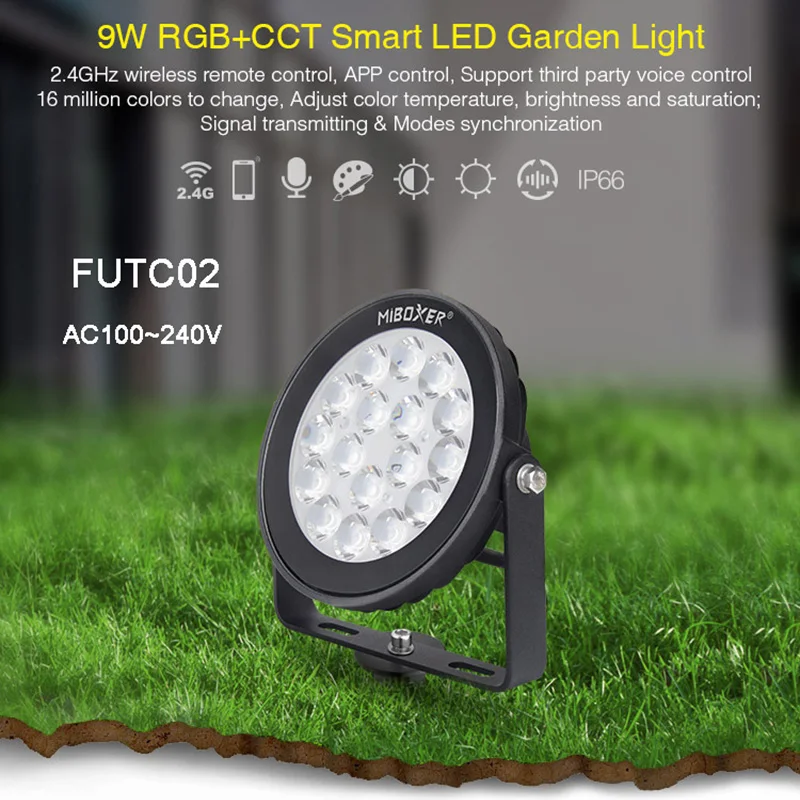 

Miboxer FUTC02 9W led Lawn Light RGB+CCT Garden Light AC100~240V 50/60Hz Waterproof IP66 Outdoor Lighting