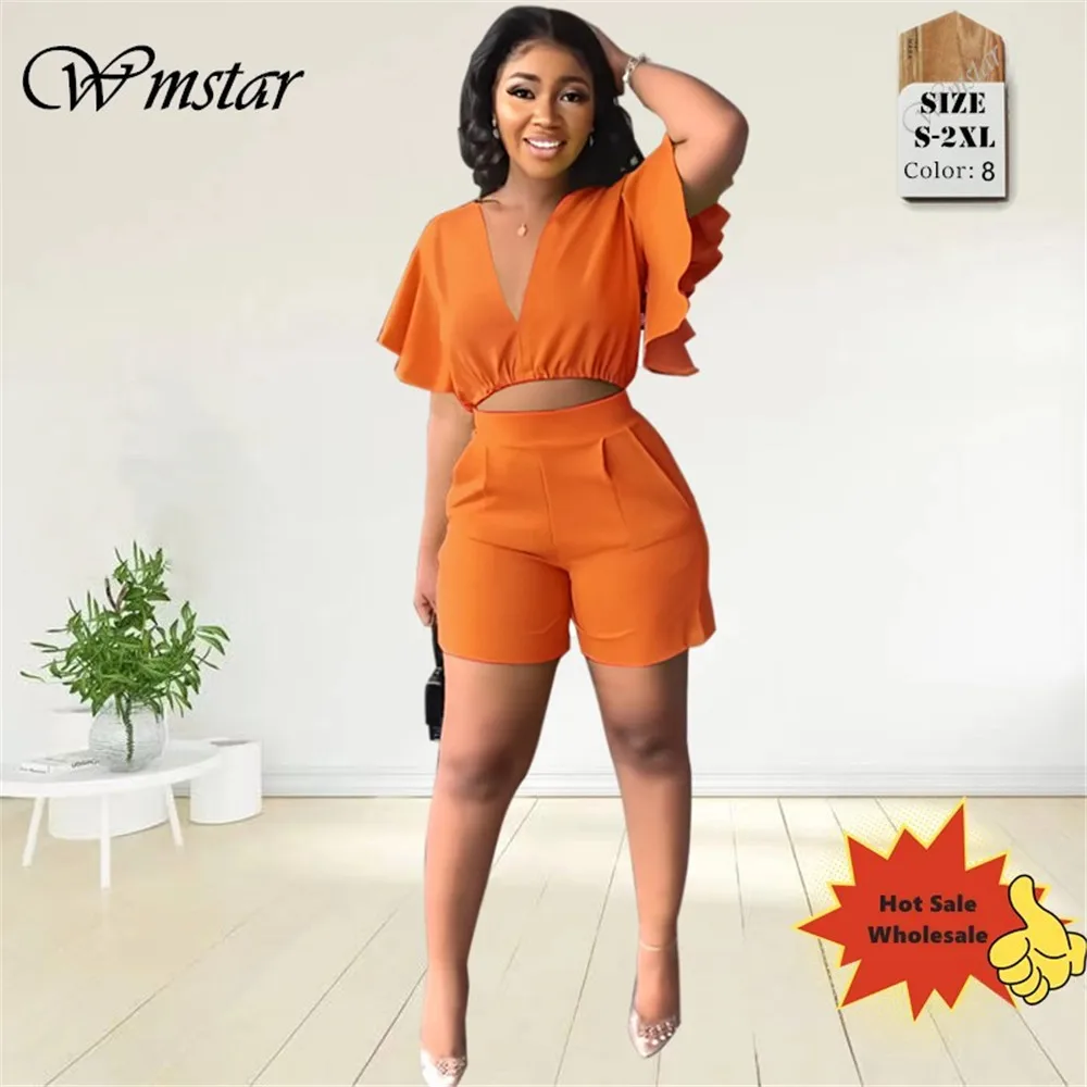 Wmstar Two Piece Outfits Women Shorts Sets Summer V Neck Crop Top Pants Jogging Matching Suit Hot Sale Wholesale Dropshipping
Wmstar Two Piece Outfits Women Shorts Sets Summer V Neck Crop Top Pants Jogging Matching Suit Hot Sale Wholesale Dropshipping