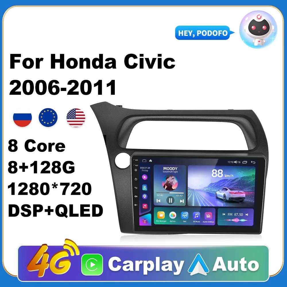 Car Android CarPlay Radio Multimedia Player For Honda Civic 2006-2011 Autoradio Video AI Voice GPS Navi 4G WiFi
Car Android CarPlay Radio Multimedia Player For Honda Civic 2006-2011 Autoradio Video AI Voice GPS Navi 4G WiFi