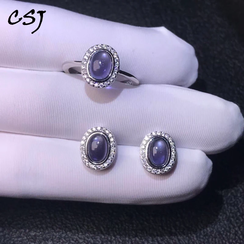CSJ 100% Natural Iolite Jewelry Sets Sterling Silver Gemstone 5*7mm for Women Wedding Party Gift Fine Jewelry
CSJ 100% Natural Iolite Jewelry Sets Sterling Silver Gemstone 5*7mm for Women Wedding Party Gift Fine Jewelry
