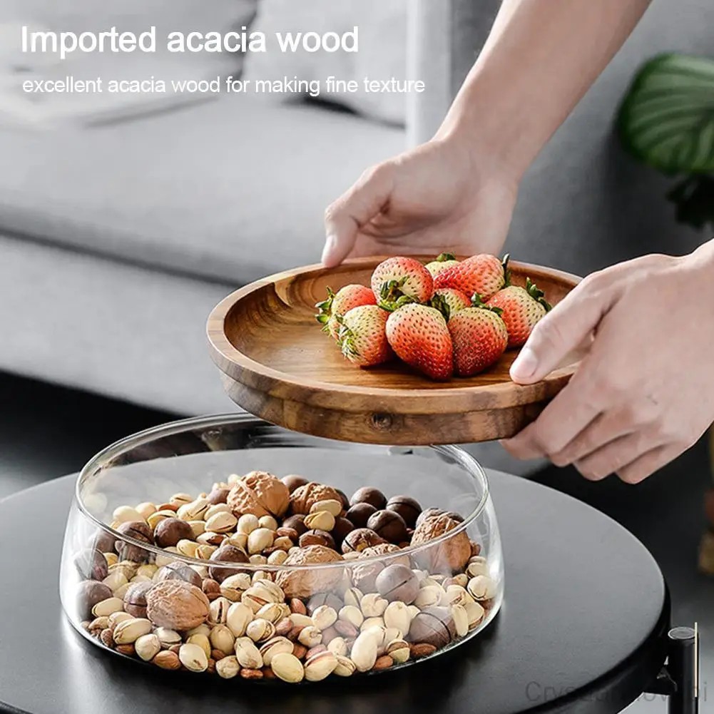 Glass Bowl with Wood Plate Fruit Nut Dried Storage Box Container Candy Storage Box Fruit Tray With Wooden Lid For Home Kitchen
Glass Bowl with Wood Plate Fruit Nut Dried Storage Box Container Candy Storage Box Fruit Tray With Wooden Lid For Home Kitchen