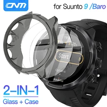 2-IN-1 Case + Tempered Glass for Suunto 9 7 Baro Spartan Sport Wrist HR Ultra-HD Screen Protector Film & Bumper Protective Cover