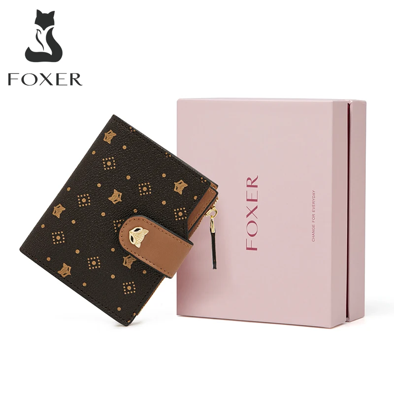 FOXER Brand Short Wallet PVC Leather Large Capacity Card Slot Lady Coin Pocket Three Fold Clutch Money Bags For Women Key Holder
FOXER Brand Short Wallet PVC Leather Large Capacity Card Slot Lady Coin Pocket Three Fold Clutch Money Bags For Women Key Holder