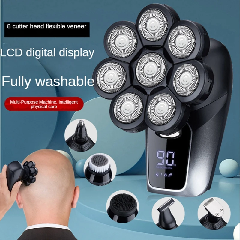 6 In 1 Electric Head Shavers Multifunctional 8 Floating Heads Shaver For Bald Men LED Display Electric Shavers
6 In 1 Electric Head Shavers Multifunctional 8 Floating Heads Shaver For Bald Men LED Display Electric Shavers