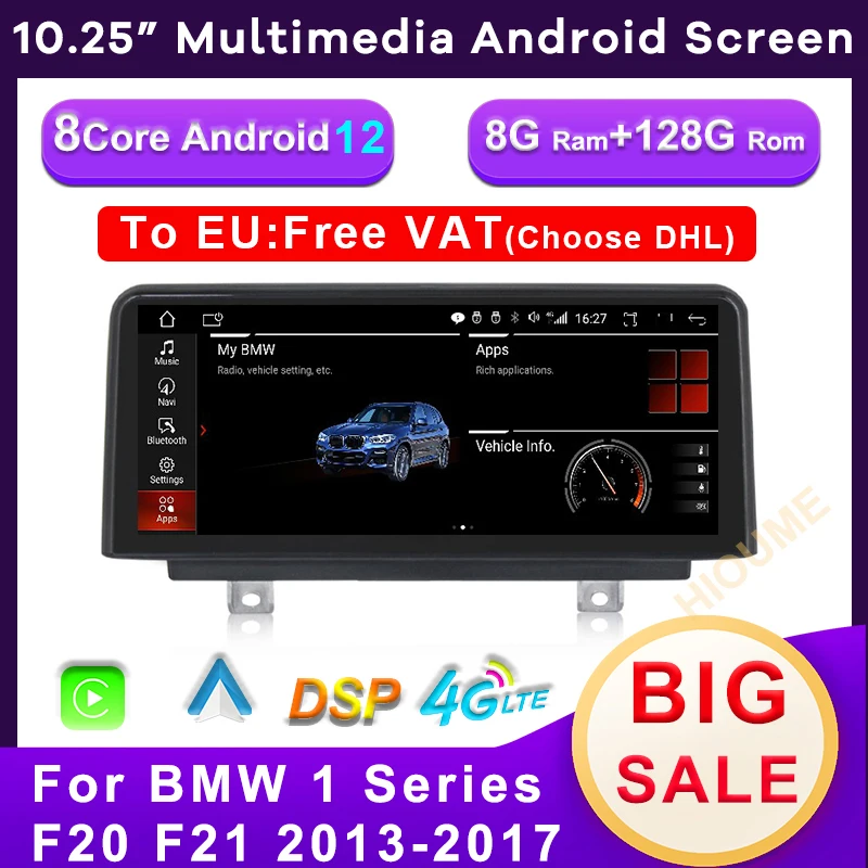 10.25" 8Core 8G+128G Android 12 Car Multimedia Player GPS Navigation Radio for BMW 1 Series F20 F21 2013-2017 IPS Screen Video
10.25" 8Core 8G+128G Android 12 Car Multimedia Player GPS Navigation Radio for BMW 1 Series F20 F21 2013-2017 IPS Screen Video