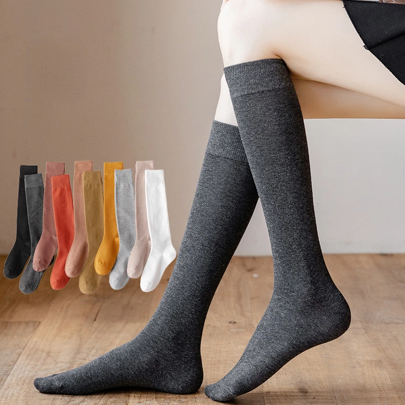 Calf socks female jk black and white long socks solid color pressure thin leg socks cotton simple mid-calf socks long sock 
Calf socks female jk black and white long socks solid color pressure thin leg socks cotton simple mid-calf socks long sock