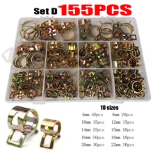 75/100/155PCS 6/8/10/12/14/15/16/18/20/22mm Car & Truck Spring Clips Fuel Oil Water Hose Clip Pipe Tube Clamp Fastener