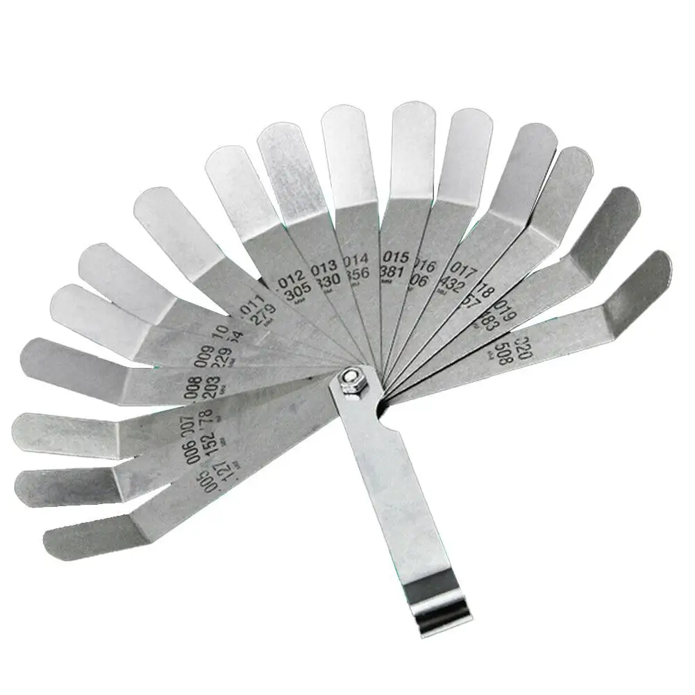 16 Blades Feeler Gauge 0.127 To 0.508mm Curved Stainless Steel Gap Metric Filler Feeler Gauge Foldable Feeler Measurem
16 Blades Feeler Gauge 0.127 To 0.508mm Curved Stainless Steel Gap Metric Filler Feeler Gauge Foldable Feeler Measurem