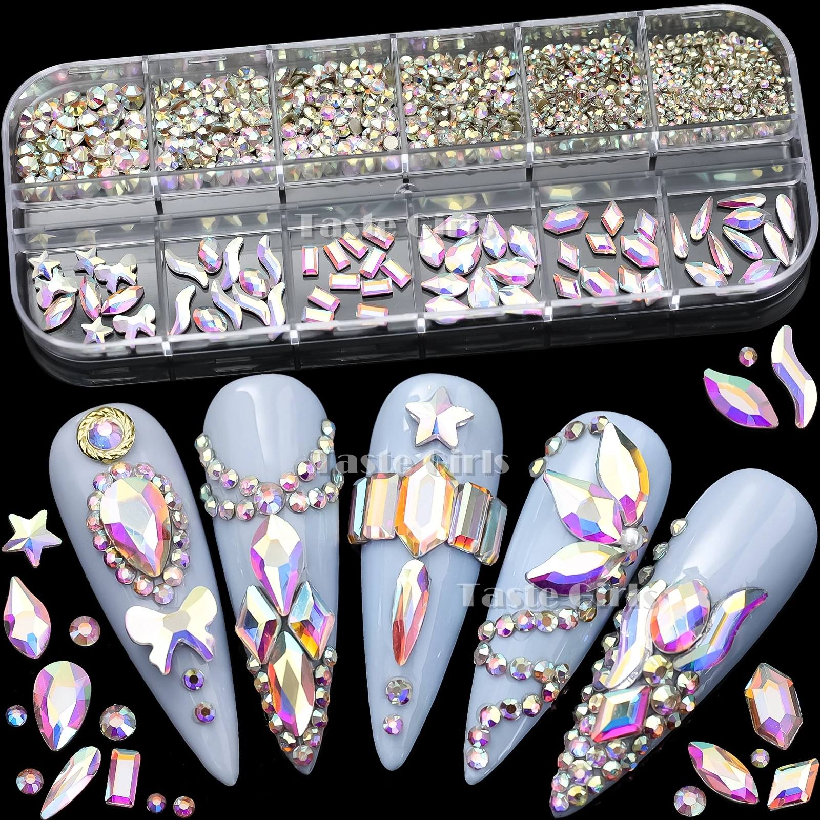 1070PCS 3D Mix Shapes SS4-SS16 White AB Moonlight Champagne Flatback Glitter Diamonds Jewel Nail Art Rhinestones Manicure Charms
1070PCS 3D Mix Shapes SS4-SS16 White AB Moonlight Champagne Flatback Glitter Diamonds Jewel Nail Art Rhinestones Manicure Charms