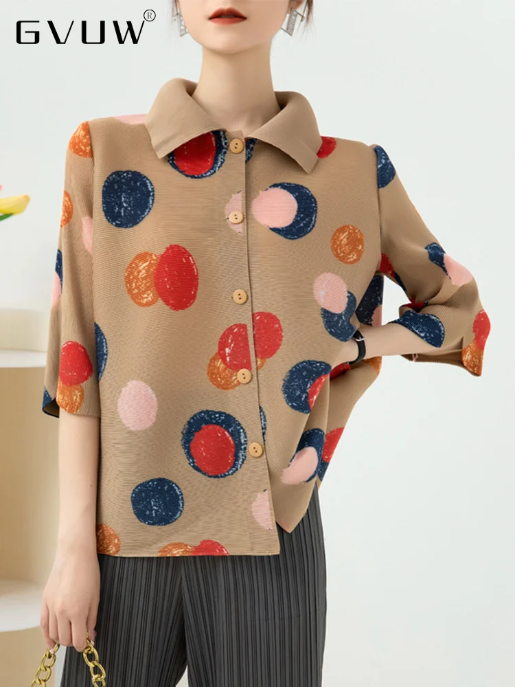 GVUW Women Pleated Dot Print Shirts Three Quarter Sleeve Lapel Single Breasted 2023 Spring Summer Female Fashion Blouse 17D1250
GVUW Women Pleated Dot Print Shirts Three Quarter Sleeve Lapel Single Breasted 2023 Spring Summer Female Fashion Blouse 17D1250
