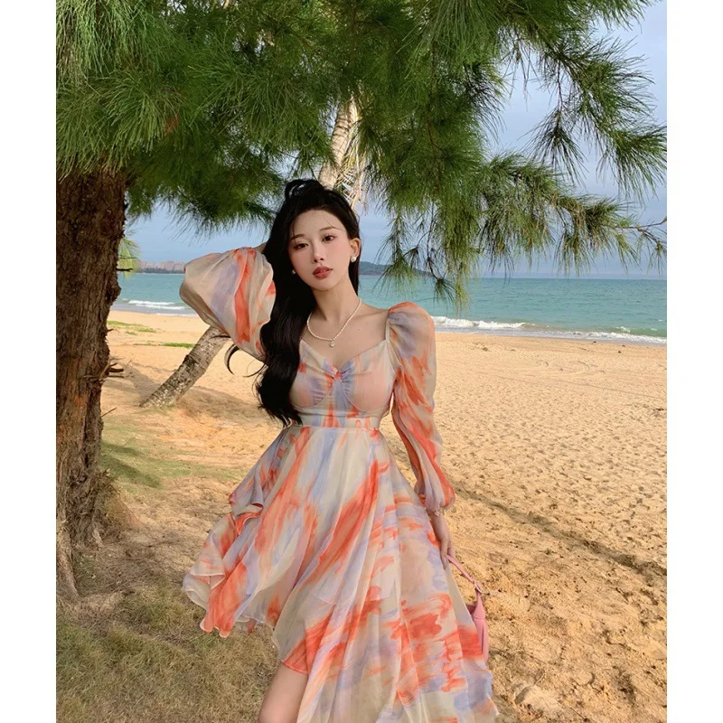 2022 New Summer Women's Tie-Dye Chiffon Dress V-Neck Irregular Backless Seaside Holiday Skirt Fashion Casual Ladies Clothes
2022 New Summer Women's Tie-Dye Chiffon Dress V-Neck Irregular Backless Seaside Holiday Skirt Fashion Casual Ladies Clothes