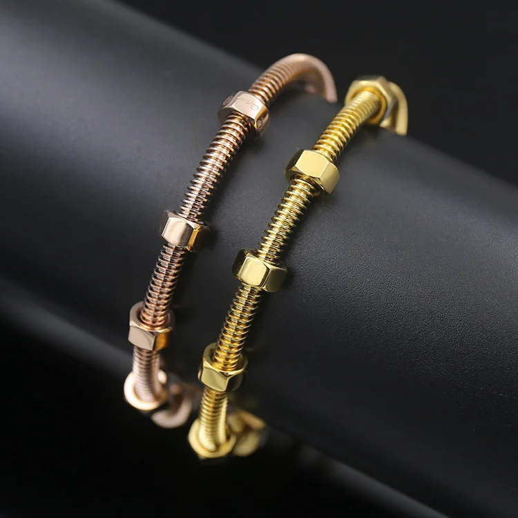 Top Quality Popular Brand Jewelry Bangle For Women Rose Gold Color Screw Nut Stainless Steel Bracelet
Top Quality Popular Brand Jewelry Bangle For Women Rose Gold Color Screw Nut Stainless Steel Bracelet