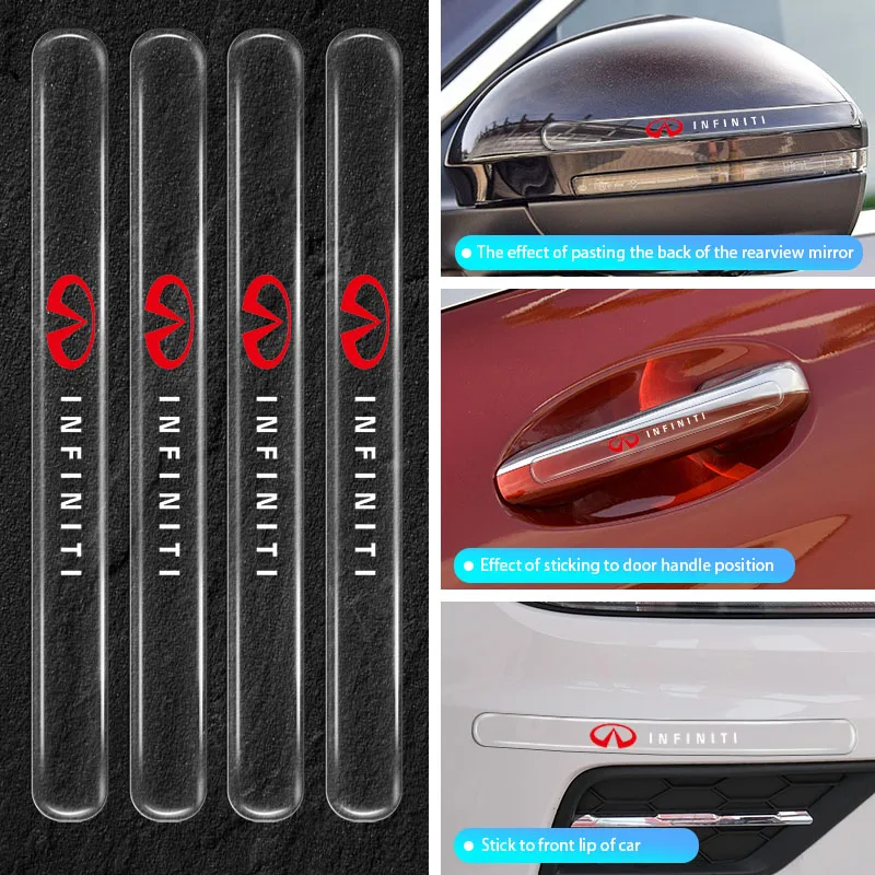 4pcs Car Door Edge Bumper Strip Protective Film Scuff Stickers for Infiniti Q50 Q60 Q70 QX50 QX60 QX70 JX35 QX80 FX G M EX QX30
4pcs Car Door Edge Bumper Strip Protective Film Scuff Stickers for Infiniti Q50 Q60 Q70 QX50 QX60 QX70 JX35 QX80 FX G M EX QX30