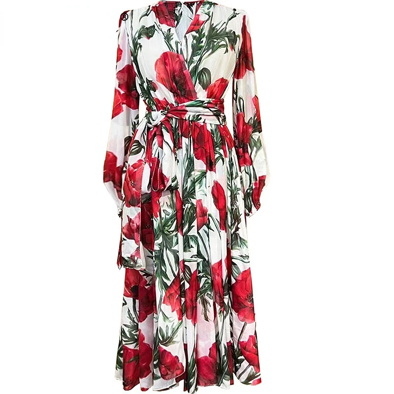 Dresses For Women 2023 Runway Luxury Designer High Quality Elegant Spring Summer Silk V-neck Long Sleeve Flower loose Dress
Dresses For Women 2023 Runway Luxury Designer High Quality Elegant Spring Summer Silk V-neck Long Sleeve Flower loose Dress