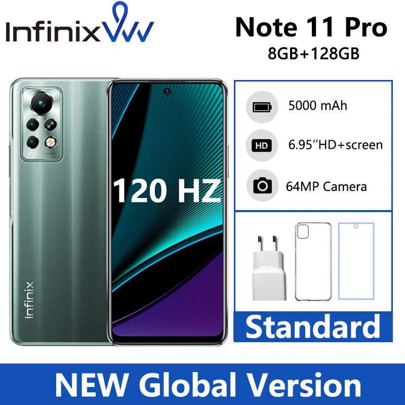 

Infinix Note 11 Pro 8GB 128GB 6.95'' Display Smartphone Helio G96 120Hz Refresh Rate 64MP Camera 33W Super Charge 5000 Battery