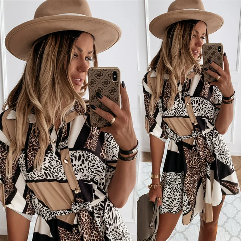 Cross-Border Amazon Spring and Autumn New Long Sleeve Fashion Sexy Print Shirt Dress
Cross-Border Amazon Spring and Autumn New Long Sleeve Fashion Sexy Print Shirt Dress