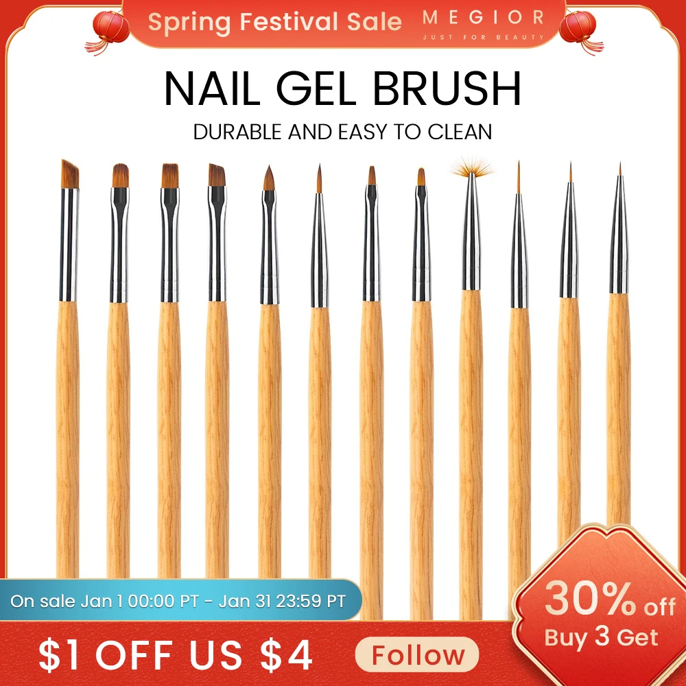 MEGIOR Nail Brush Kits For Manicure Acrylic UV Gel Extension Pen Nail Polish Painting Drawing Brush Liner Nails Design&DIY Tools
MEGIOR Nail Brush Kits For Manicure Acrylic UV Gel Extension Pen Nail Polish Painting Drawing Brush Liner Nails Design&DIY Tools