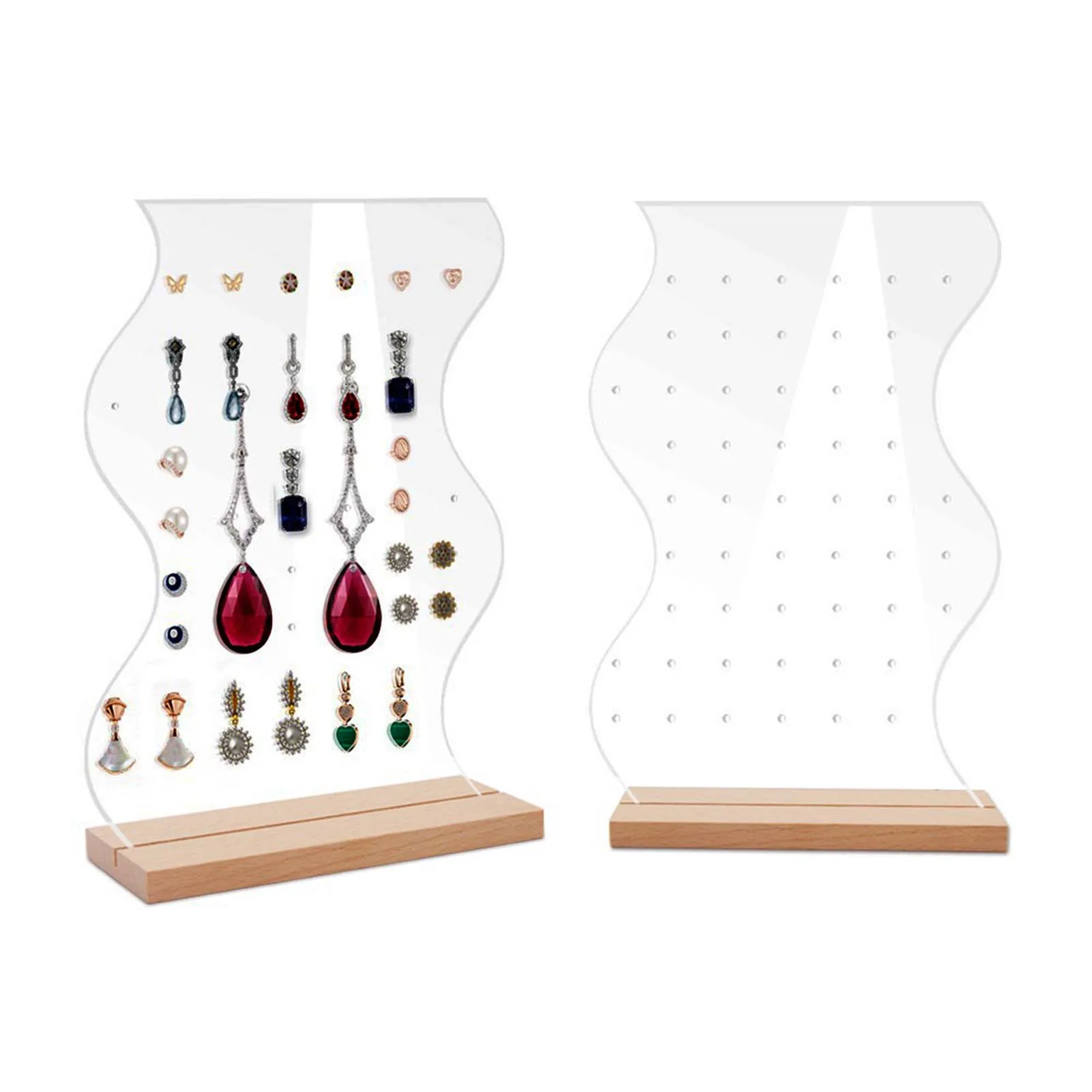 52 Holes Transparent Display Stand Acrylic Jewelry Earrings Storage Wave Decorative Table Ornaments For Jeweler Shops
52 Holes Transparent Display Stand Acrylic Jewelry Earrings Storage Wave Decorative Table Ornaments For Jeweler Shops