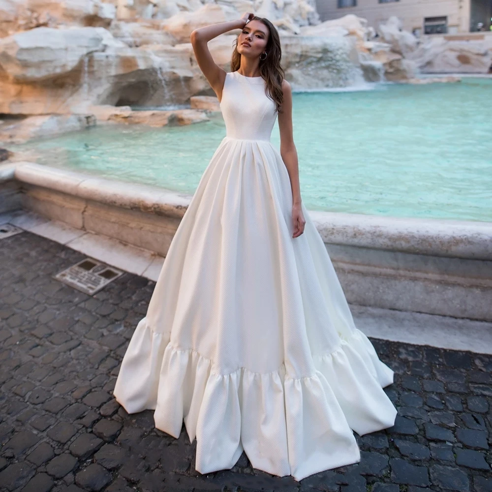 Elegant Satin A Line Cathedral Wedding Dress Court Train Simple Off White Elegant Custom Ruched Made Large Size Robe De Mariee
Elegant Satin A Line Cathedral Wedding Dress Court Train Simple Off White Elegant Custom Ruched Made Large Size Robe De Mariee