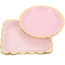 20 Pcs Pink Square Paper Plate Dessert Convenient Cake Holiday Plates Decorations Disposable Party Dinner