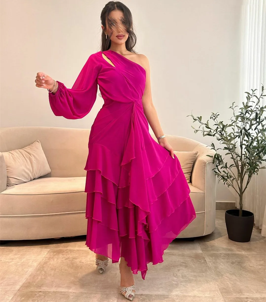 Vintage Evening Dresses for Musilm Pleated فساتين السهرة A-Line Ruffled Tea-Length One Shoulder Chiffon Prom vestidos para mujer
Vintage Evening Dresses for Musilm Pleated فساتين السهرة A-Line Ruffled Tea-Length One Shoulder Chiffon Prom vestidos para mujer