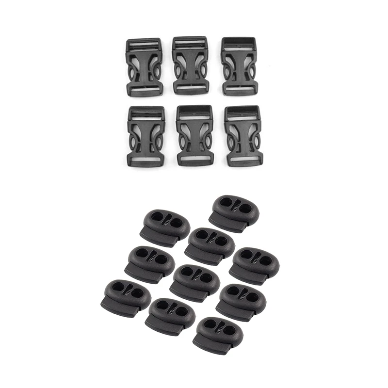 10 Pcs Spring Stopper Double Holes Cordlocks For Luggage & 6 Pcs 1 Inch Plastic Side Release Buckles Black, 25Mm
10 Pcs Spring Stopper Double Holes Cordlocks For Luggage & 6 Pcs 1 Inch Plastic Side Release Buckles Black, 25Mm