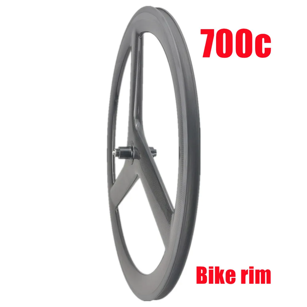 

50MM Depth 23MM Width 700C Clincher Tri Spoke Road Bike Wheel Rim 3Spokes Road Bike Wheel V Brake Edge 3k Glossy