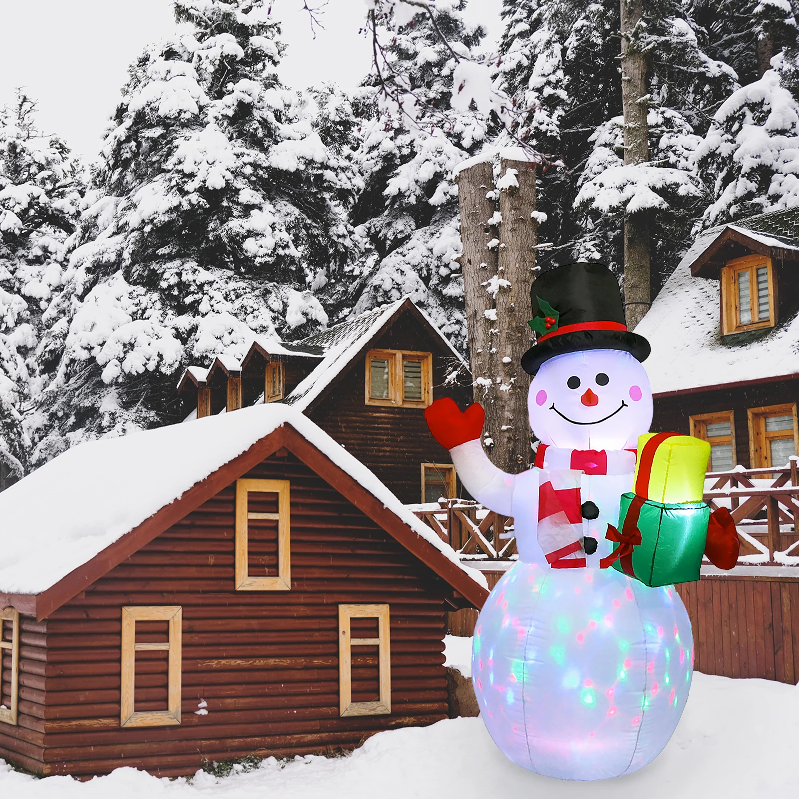 

Светодиодный надувной снеговик, светящееся Рождественское украшение, гигантский Санта-Клаус, украшение для вечеринки 2023, новый год, уличны...