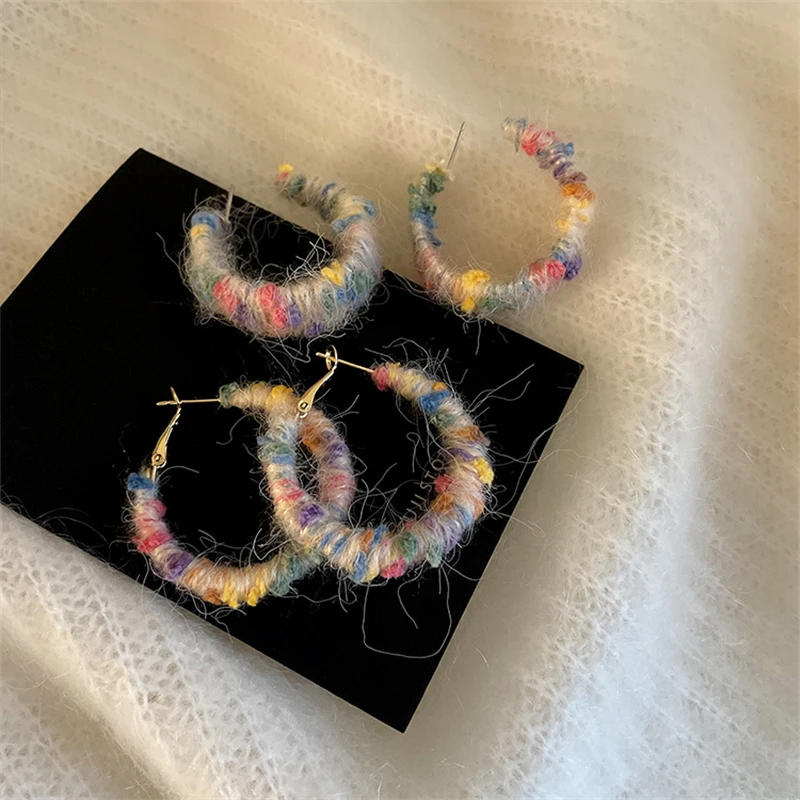 Ailodo Autumn Winter Earrings For Women Girls Kpop Rainbow Color Yarn Hoop Earrings Simple Fashion Jewelry Christmas Gift 2023
Ailodo Autumn Winter Earrings For Women Girls Kpop Rainbow Color Yarn Hoop Earrings Simple Fashion Jewelry Christmas Gift 2023