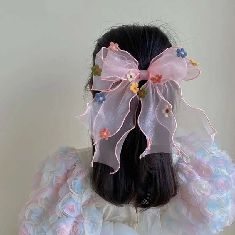Korean Spring Summer Color Flower Organza Large Hair Clips For Girl Children Long Ribbon Fairy Cute Hairpin Fashion Accessories
Korean Spring Summer Color Flower Organza Large Hair Clips For Girl Children Long Ribbon Fairy Cute Hairpin Fashion Accessories