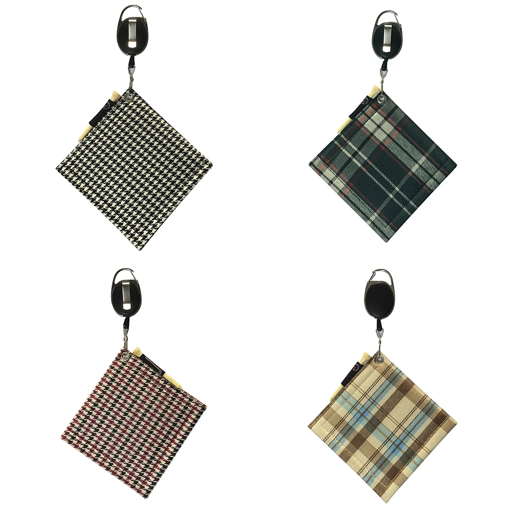Square Golf Ball Cleaning Cloth with Carabiner Plaid Pattern Water Absorption Golf Club Head Wiping Cloth for Golfer
Square Golf Ball Cleaning Cloth with Carabiner Plaid Pattern Water Absorption Golf Club Head Wiping Cloth for Golfer